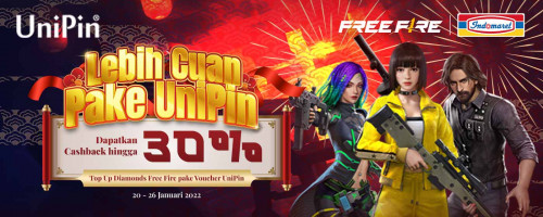 Lebih Cuan Pake UniPin – Dapatkan Cashback Hingga 30% Setiap Top Up Diamonds Free Fire Pake Voucher UniPin